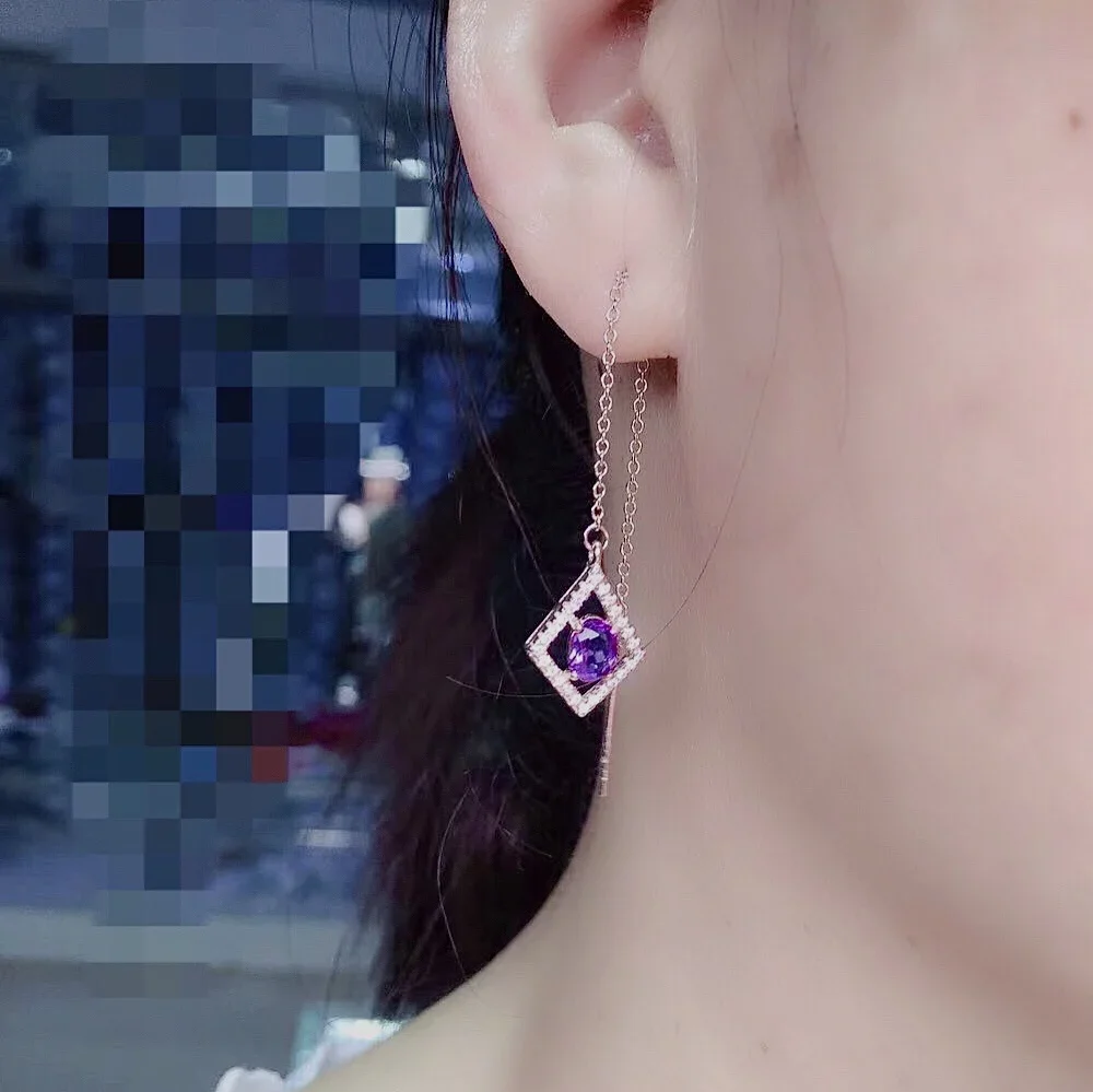 Модные серебряные длинные серьги-капли для вечеринки, 4 мм * 5 мм, серьги с натуральным аметистом, ювелирные изделия из серебра 925 пробы с аметистом
Модные серебряные длинные серьги-капли для вечеринки, 4 мм * 5 мм, серьги с натуральным аметистом, ювелирные изделия из серебра 925 пробы с аметистом
