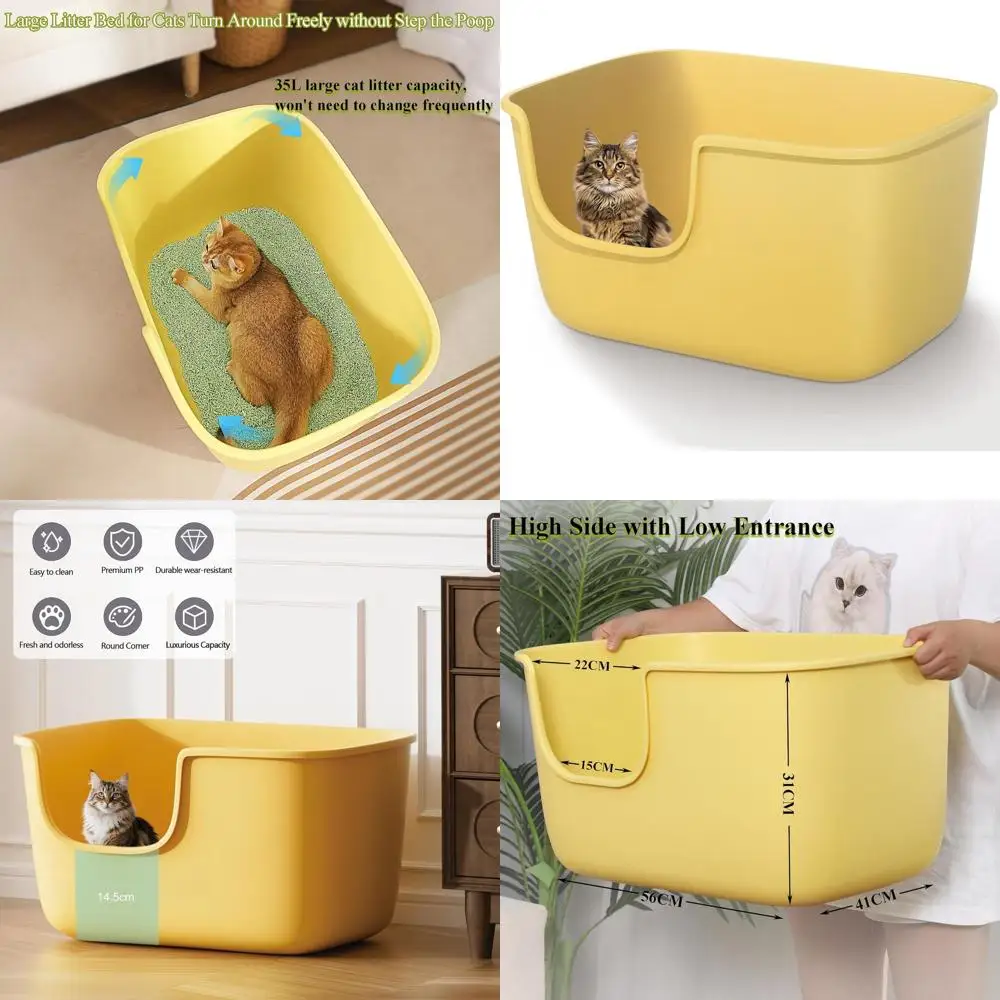 Extra Large Side Entry Cat Litter Box, 22.2x14.9x12 Inches, High Back Wall, XL Size, Yellow
Extra Large Side Entry Cat Litter Box, 22.2x14.9x12 Inches, High Back Wall, XL Size, Yellow