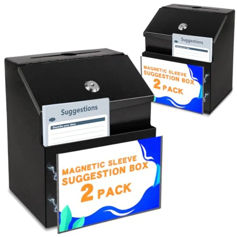 Suggestion Box with Magnetic Sign Holder, Pack Metal Wall Mounted Ballot and 50 Free Suggestion Cards, Donation Boes for Fundra
Suggestion Box with Magnetic Sign Holder, Pack Metal Wall Mounted Ballot and 50 Free Suggestion Cards, Donation Boes for Fundra