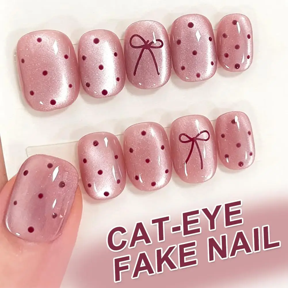 Stylish Cat-eye Nail Self-adhesive False Nails Set Cute Short Oval Shaped Press-On Nails Art Sticker For Women And Girls
Stylish Cat-eye Nail Self-adhesive False Nails Set Cute Short Oval Shaped Press-On Nails Art Sticker For Women And Girls