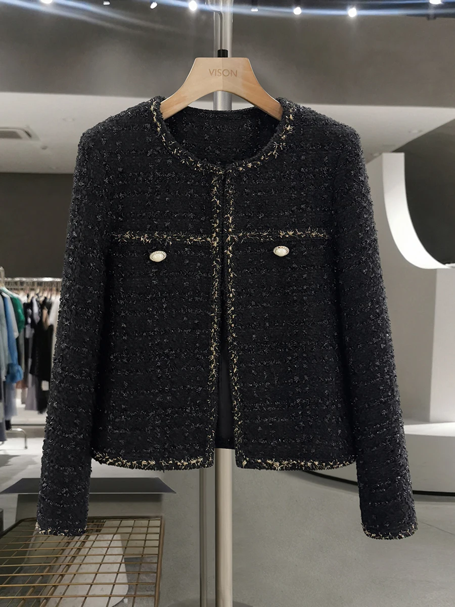 Black Slimming Retro Short Jacket Women's Fashionable Top 2025 New Autumn Winter Elegant Lady Popular Straight Cut Coat
Black Slimming Retro Short Jacket Women's Fashionable Top 2025 New Autumn Winter Elegant Lady Popular Straight Cut Coat