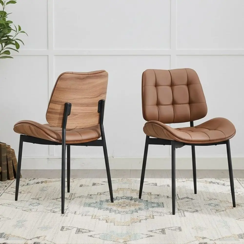 Mid-Century Modern Leather Dining Chairs, Set of 2, with Walnut Bentwood Backs and Metal Legs, Suitable for Dining Rooms, Cafes,
Mid-Century Modern Leather Dining Chairs, Set of 2, with Walnut Bentwood Backs and Metal Legs, Suitable for Dining Rooms, Cafes,