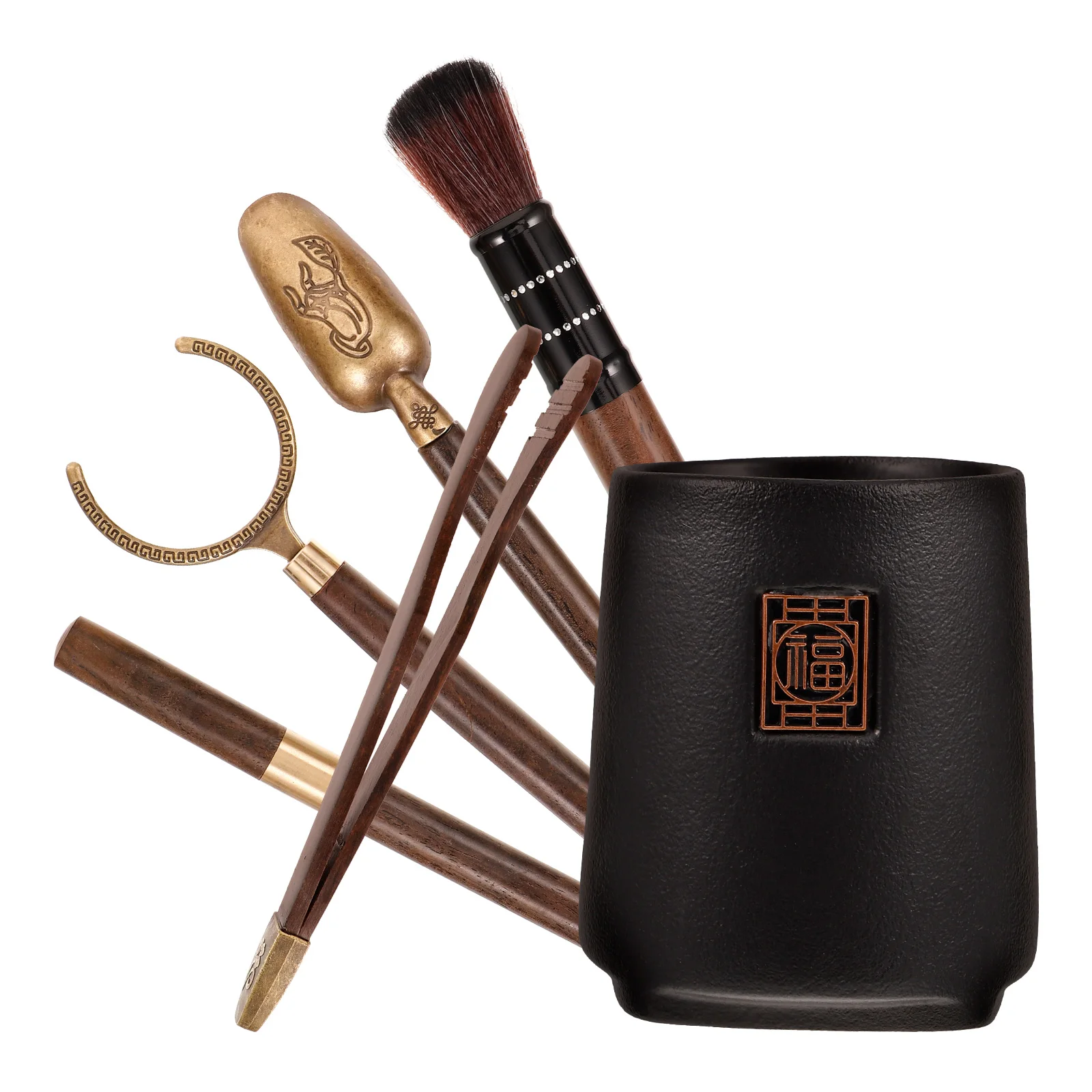 6 Pieces Black Ceramic Alloy Gongfu Set Chinese Tea Utensils Spoon Scoop Fork Loose Tea Lovers Gifts Elegant Design
6 Pieces Black Ceramic Alloy Gongfu Set Chinese Tea Utensils Spoon Scoop Fork Loose Tea Lovers Gifts Elegant Design