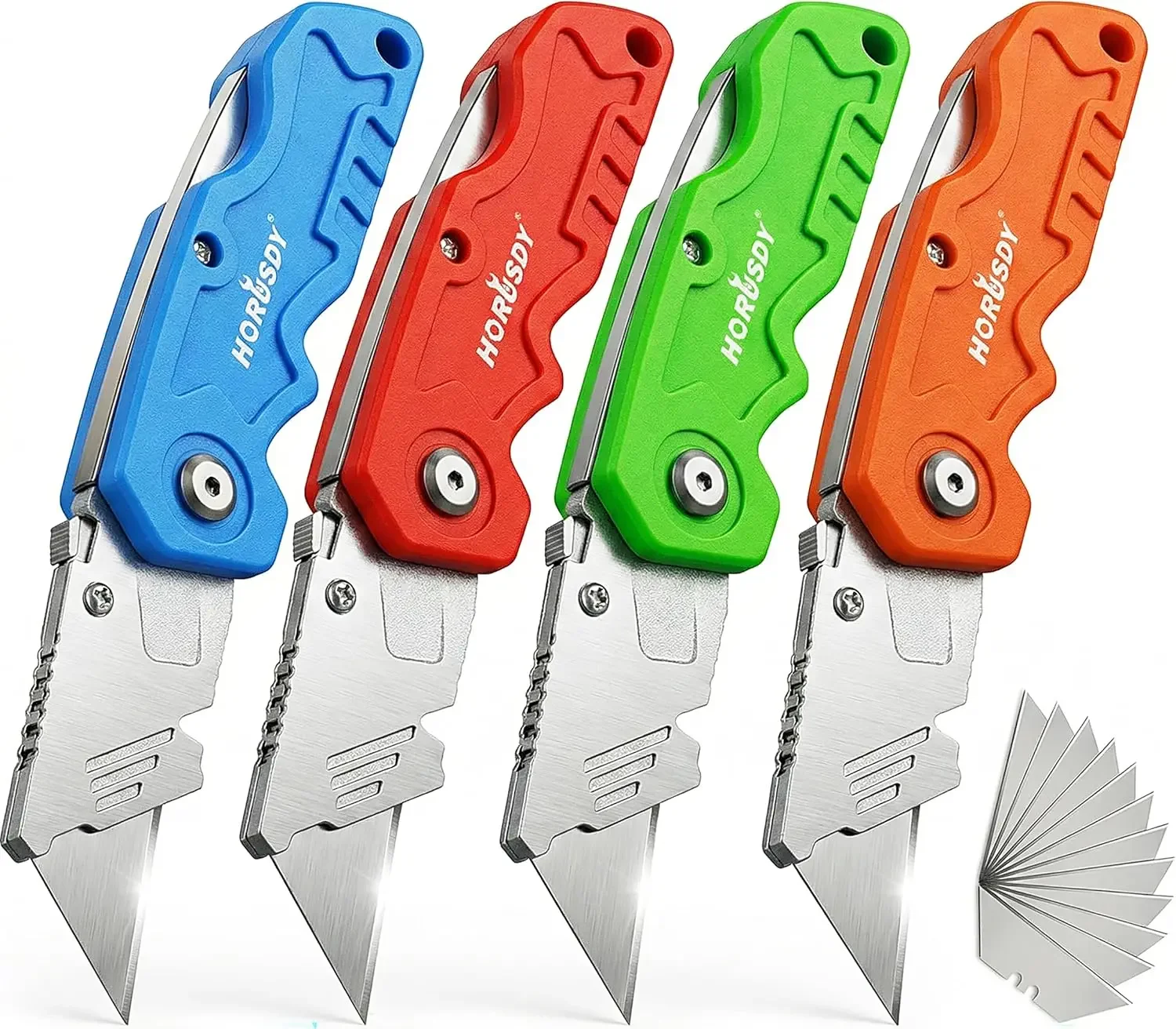 4-Pack Folding Utility Knife Set With 12 Extra Blades, Color-Coded Handles For Jobsite & Home Use
4-Pack Folding Utility Knife Set With 12 Extra Blades, Color-Coded Handles For Jobsite & Home Use