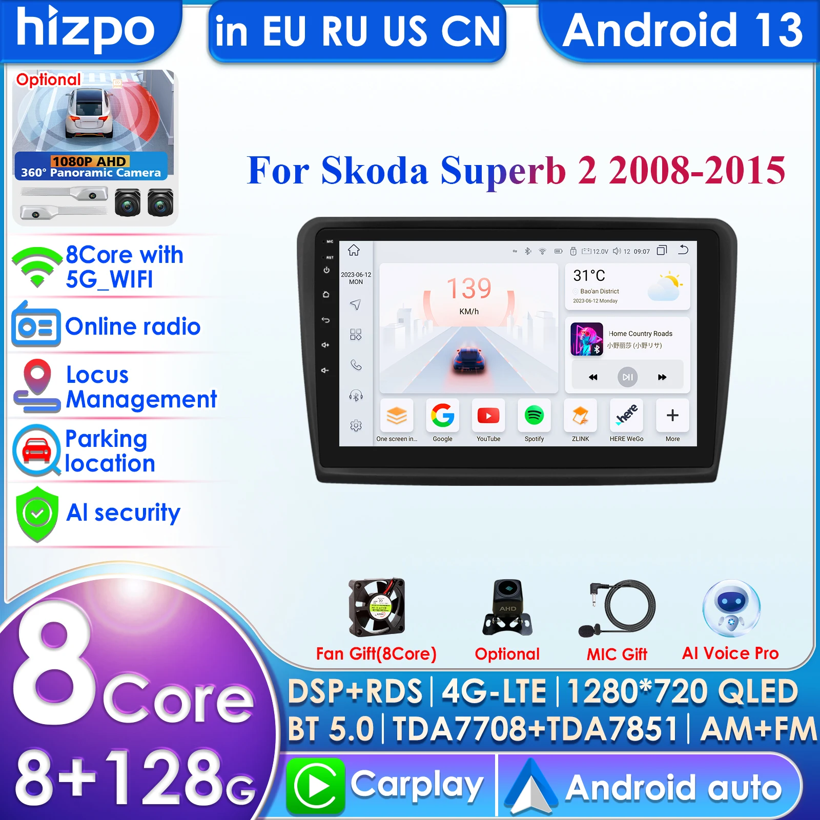 Авторадио 2din Android для Skoda Superb 2 2008-2015 Автомобильный радиоприемник Мультимедийный видеоплеер GPS Nav Головное устройство Carplay 4G WIFI DSP RDS
Авторадио 2din Android для Skoda Superb 2 2008-2015 Автомобильный радиоприемник Мультимедийный видеоплеер GPS Nav Головное устройство Carplay 4G WIFI DSP RDS