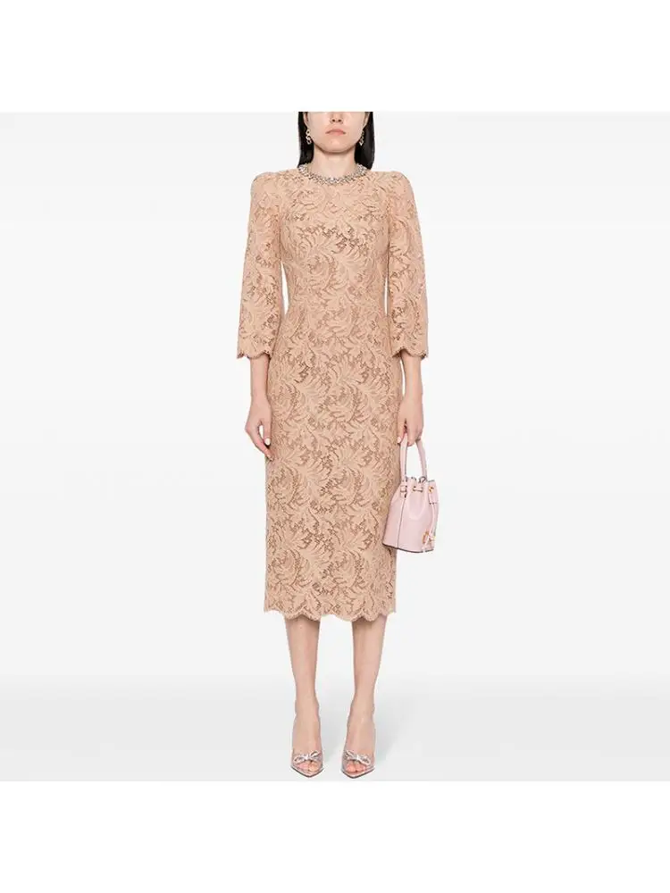 Office Lady Lace Dress 2025 Spring European Fashion O-Neck Beaded Diamond Long Sleeve Elegant Women's Black Dresses
Office Lady Lace Dress 2025 Spring European Fashion O-Neck Beaded Diamond Long Sleeve Elegant Women's Black Dresses