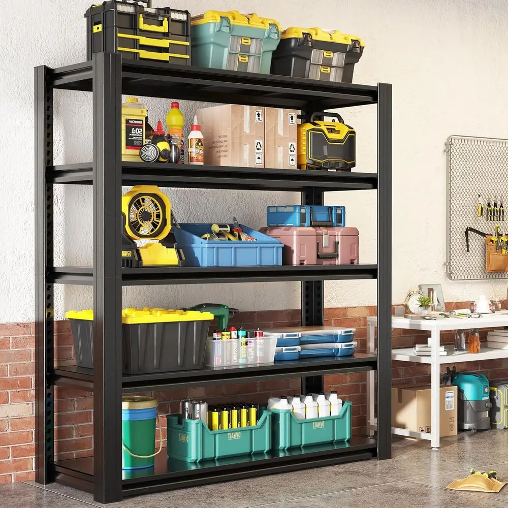 Heavy-Duty 5-Tier Adjustable Metal Garage Storage Shelves, 78H x 47.5W x 18D
Heavy-Duty 5-Tier Adjustable Metal Garage Storage Shelves, 78H x 47.5W x 18D