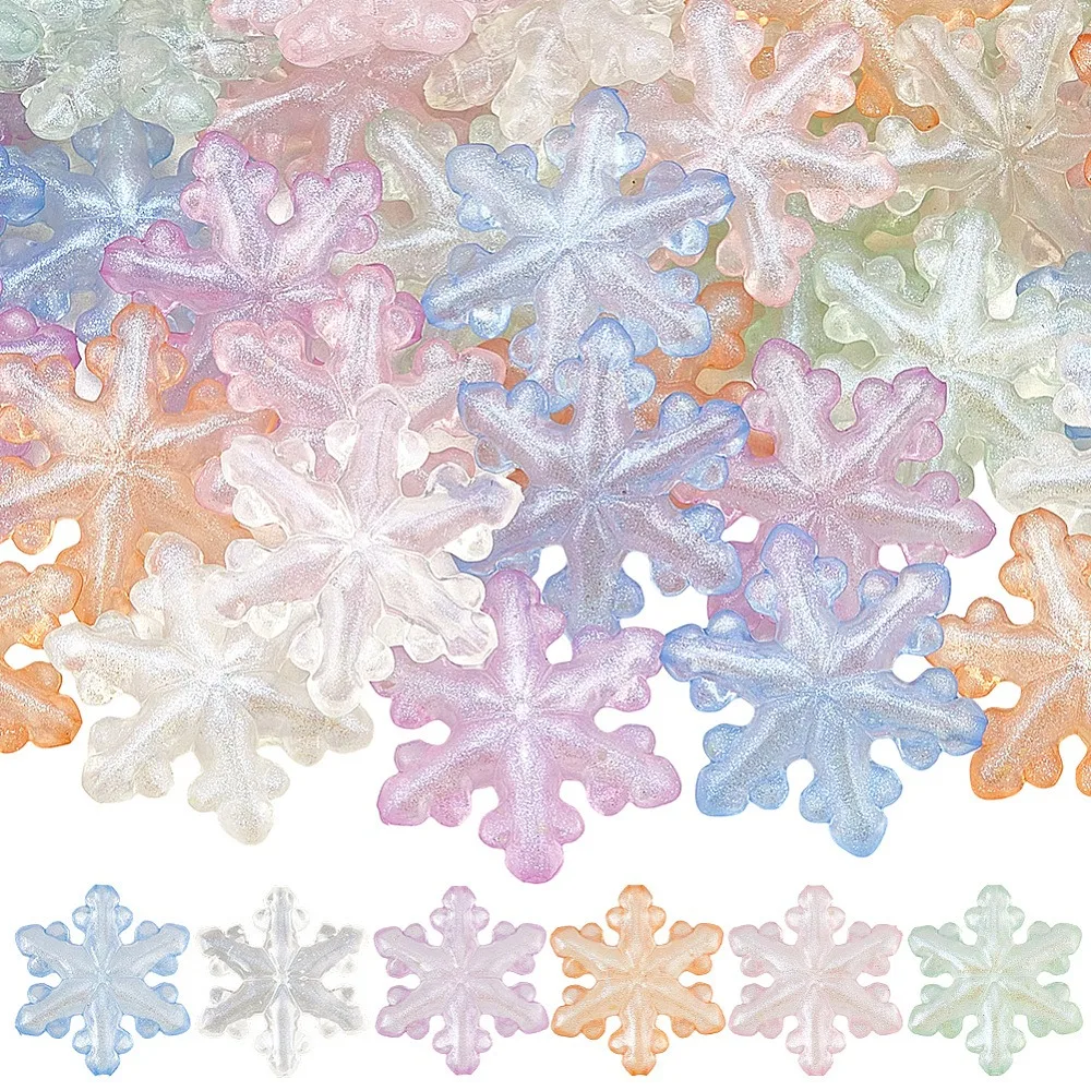 36Pcs 6 Colors Luminous Transparent Acrylic Beads Snowflake Glow in the Dark with Glitter Powder Mixed Color 30x27.5x8mm
36Pcs 6 Colors Luminous Transparent Acrylic Beads Snowflake Glow in the Dark with Glitter Powder Mixed Color 30x27.5x8mm