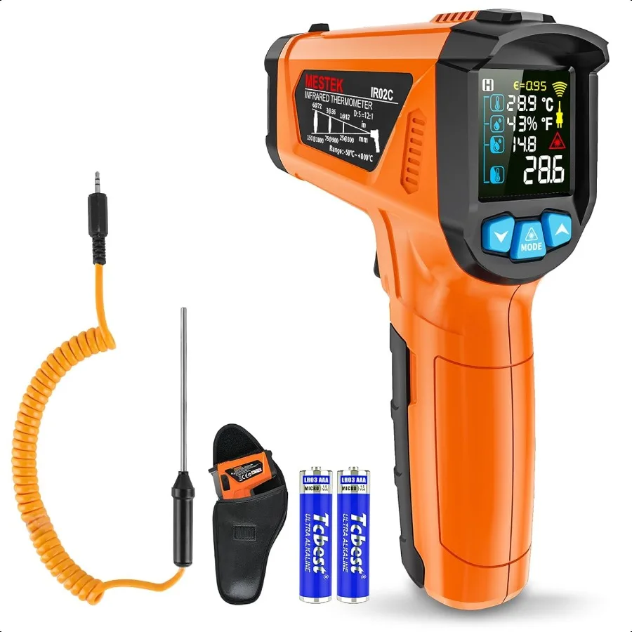 Temperature Gun Infrared Thermometer 581472 NonContact Digital IR Laser Thermometer Temp Gun with Probe for Cooking Pizza Oven
Temperature Gun Infrared Thermometer 581472 NonContact Digital IR Laser Thermometer Temp Gun with Probe for Cooking Pizza Oven
