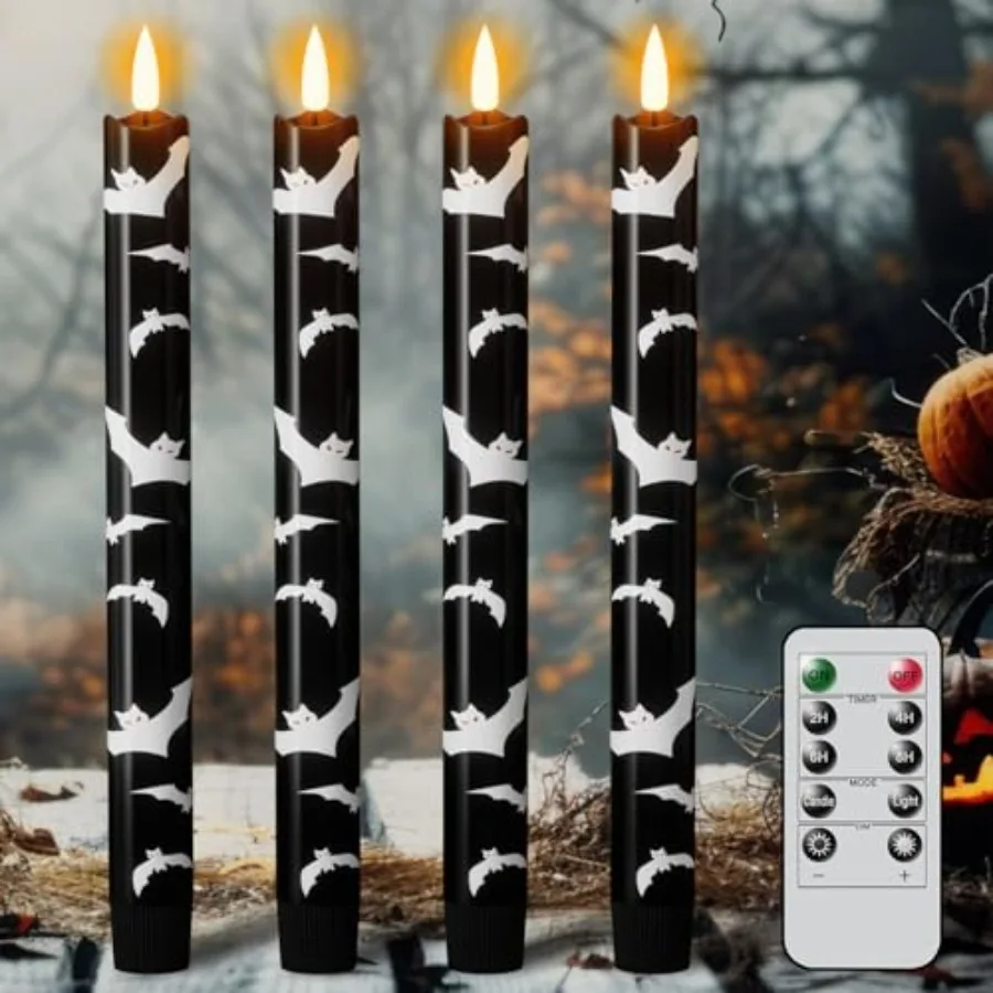 Flameless Flickering Taper Candles with Remote and Timer, Battery Operated Bats Decal Real Wax Black LED Window Candles Set of
Flameless Flickering Taper Candles with Remote and Timer, Battery Operated Bats Decal Real Wax Black LED Window Candles Set of