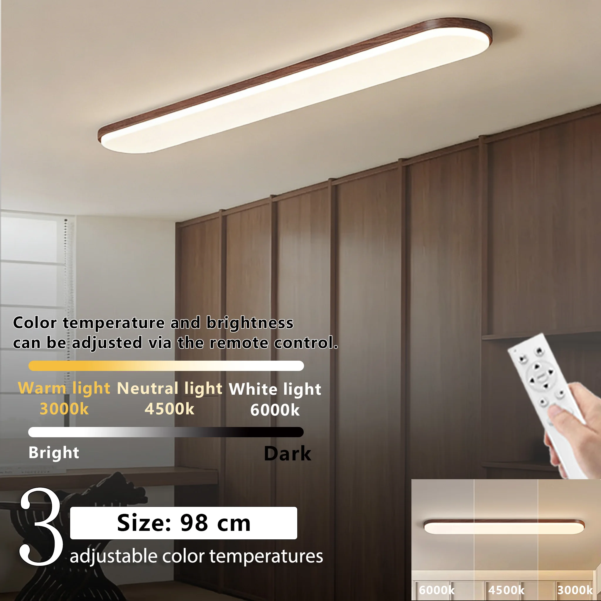 Китайский ретро-светильник для коридора — потолочный светильник из орехового дерева с LED-подсветкой для защиты глаз, для прихожей, балкона, длинный линейный светильник
Китайский ретро-светильник для коридора — потолочный светильник из орехового дерева с LED-подсветкой для защиты глаз, для прихожей, балкона, длинный линейный светильник