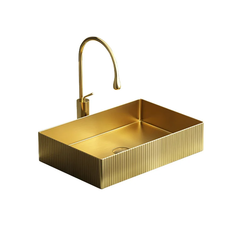 Hotel stainless steel table wash basin bathroom golden light luxury art
Hotel stainless steel table wash basin bathroom golden light luxury art