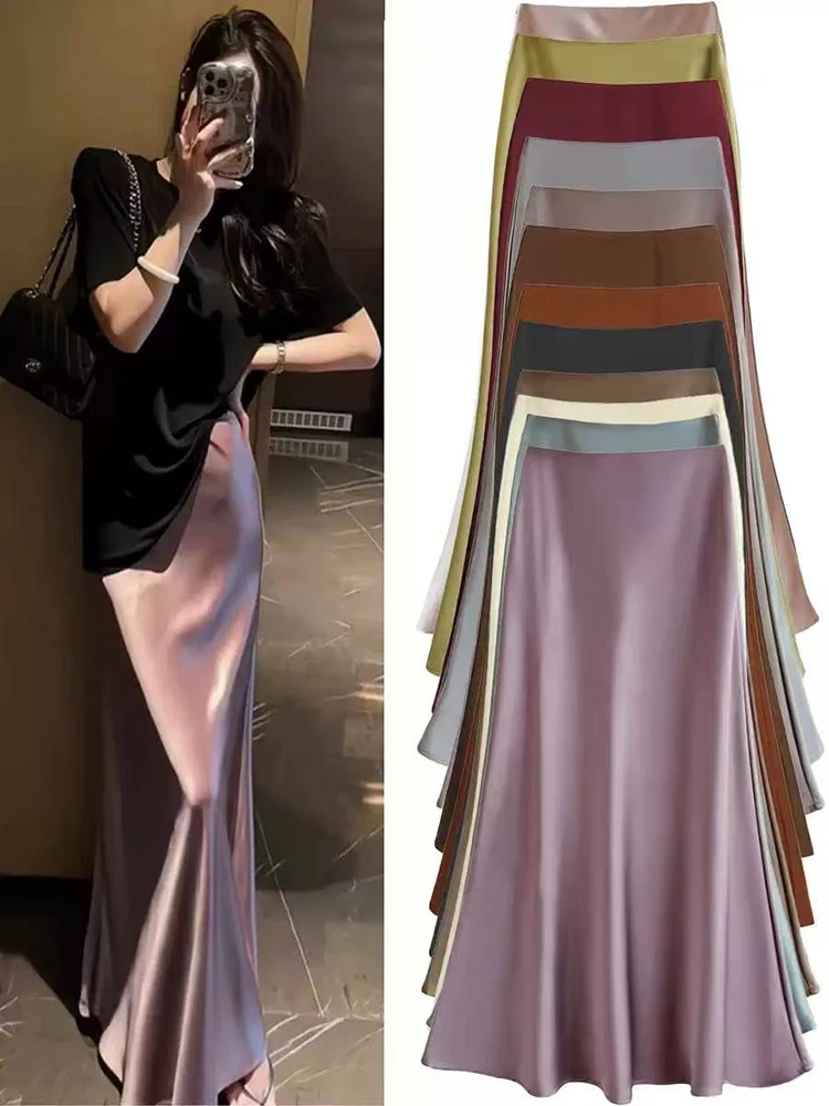Fashion Satin Fishtail Skirt for Women French Elegant Office Lady Midi Skirt Summer Y2K High Waist Solid All Match A Line Skirt
Fashion Satin Fishtail Skirt for Women French Elegant Office Lady Midi Skirt Summer Y2K High Waist Solid All Match A Line Skirt