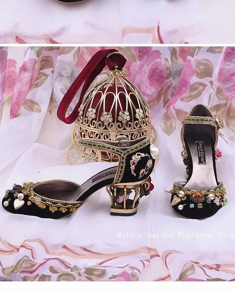 New Retro Pearls Embroidery Birdcage Strange Heels Women Sandals Ankle Strap Buckle Sexy Wedding Shoes Handmade To Order
New Retro Pearls Embroidery Birdcage Strange Heels Women Sandals Ankle Strap Buckle Sexy Wedding Shoes Handmade To Order