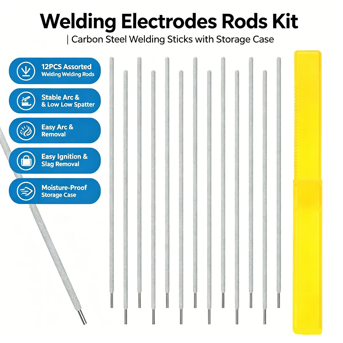 13Pcs Aluminium ARC Welding Electrodes Aluminum Welding rod core wire rod E1100 E4043 E3003 E5052 E6061 Diameter 35cm x 0.3cm
13Pcs Aluminium ARC Welding Electrodes Aluminum Welding rod core wire rod E1100 E4043 E3003 E5052 E6061 Diameter 35cm x 0.3cm