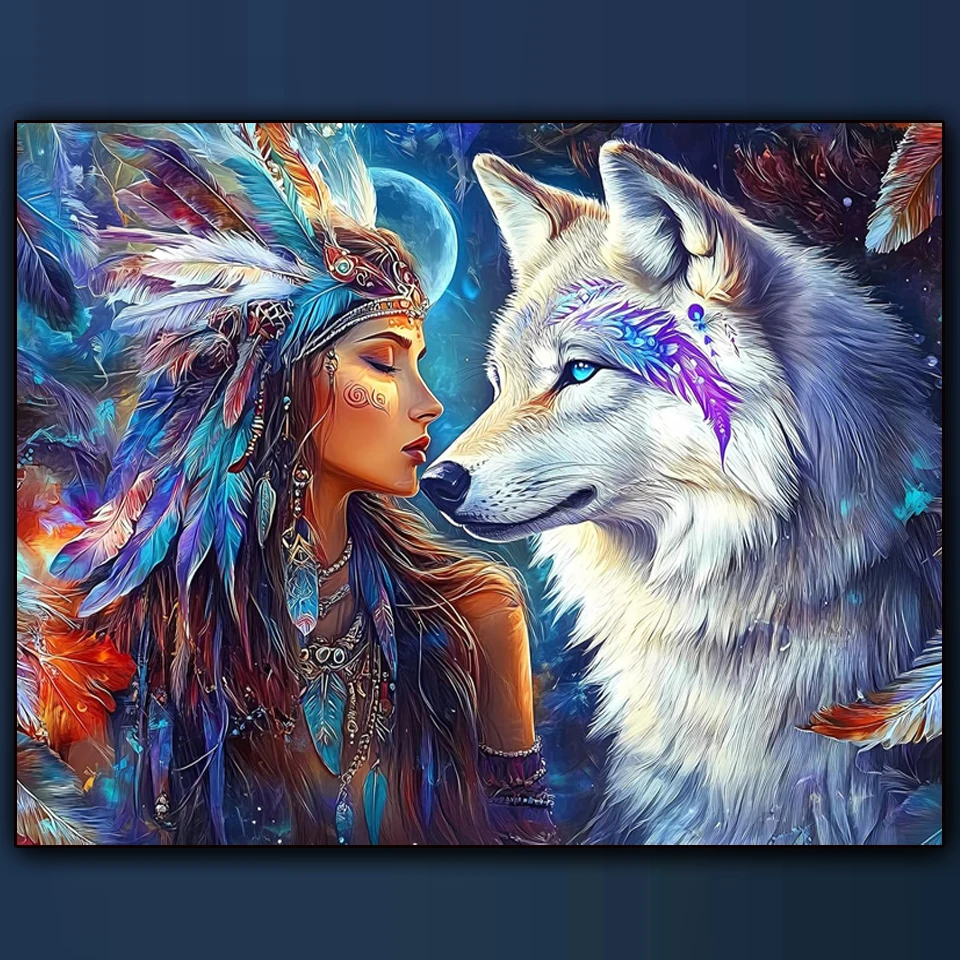 5D DIY Diamond Painting 2026 Full Diamond Mosaic Tribal Girl White Wolf Diamond Embroidery Kit Rhinestone Home Decor Craft Gift
5D DIY Diamond Painting 2026 Full Diamond Mosaic Tribal Girl White Wolf Diamond Embroidery Kit Rhinestone Home Decor Craft Gift