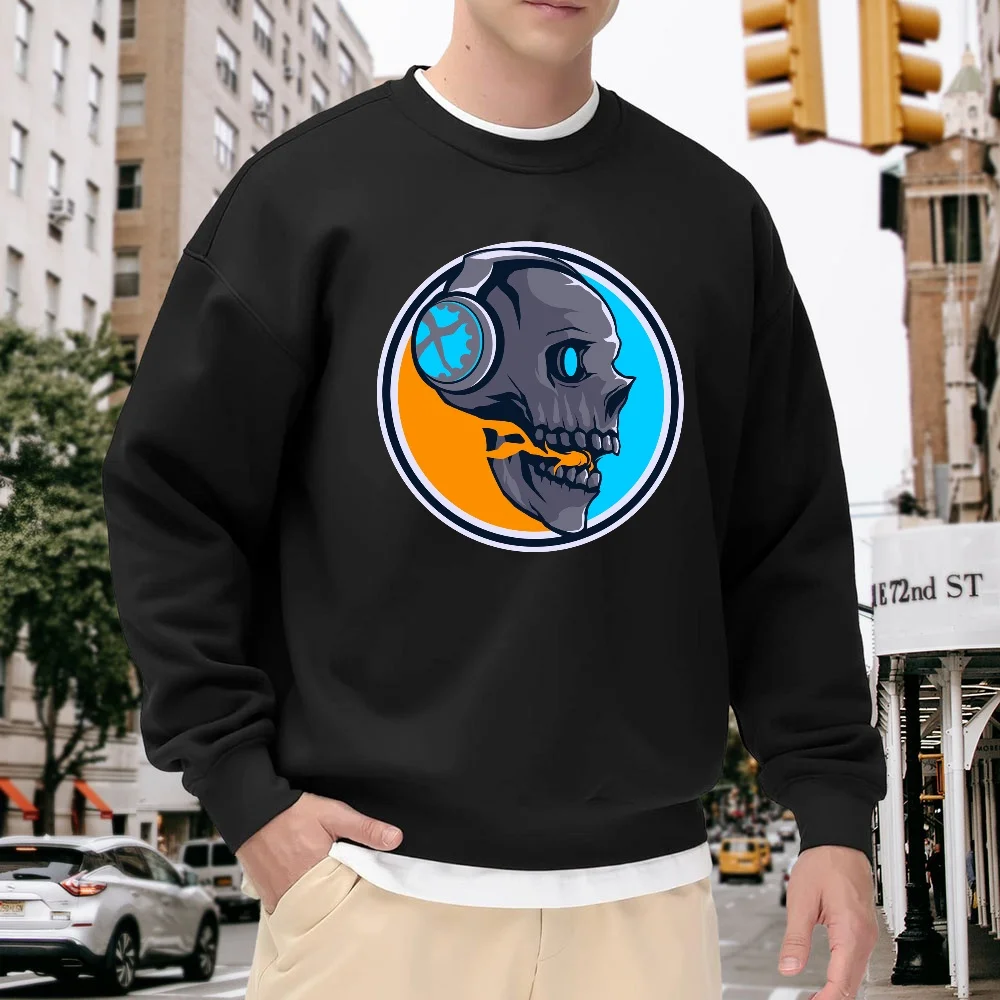 Men's Black Crew Neck Loose Sweatshirt with Mechanical Skull Print, Trendy Top, Street Casual Style, Versatile, Comfortable, Breathable, Fashionable Item for Everyday Wear
Men's Black Crew Neck Loose Sweatshirt with Mechanical Skull Print, Trendy Top, Street Casual Style, Versatile, Comfortable, Breathable, Fashionable Item for Everyday Wear