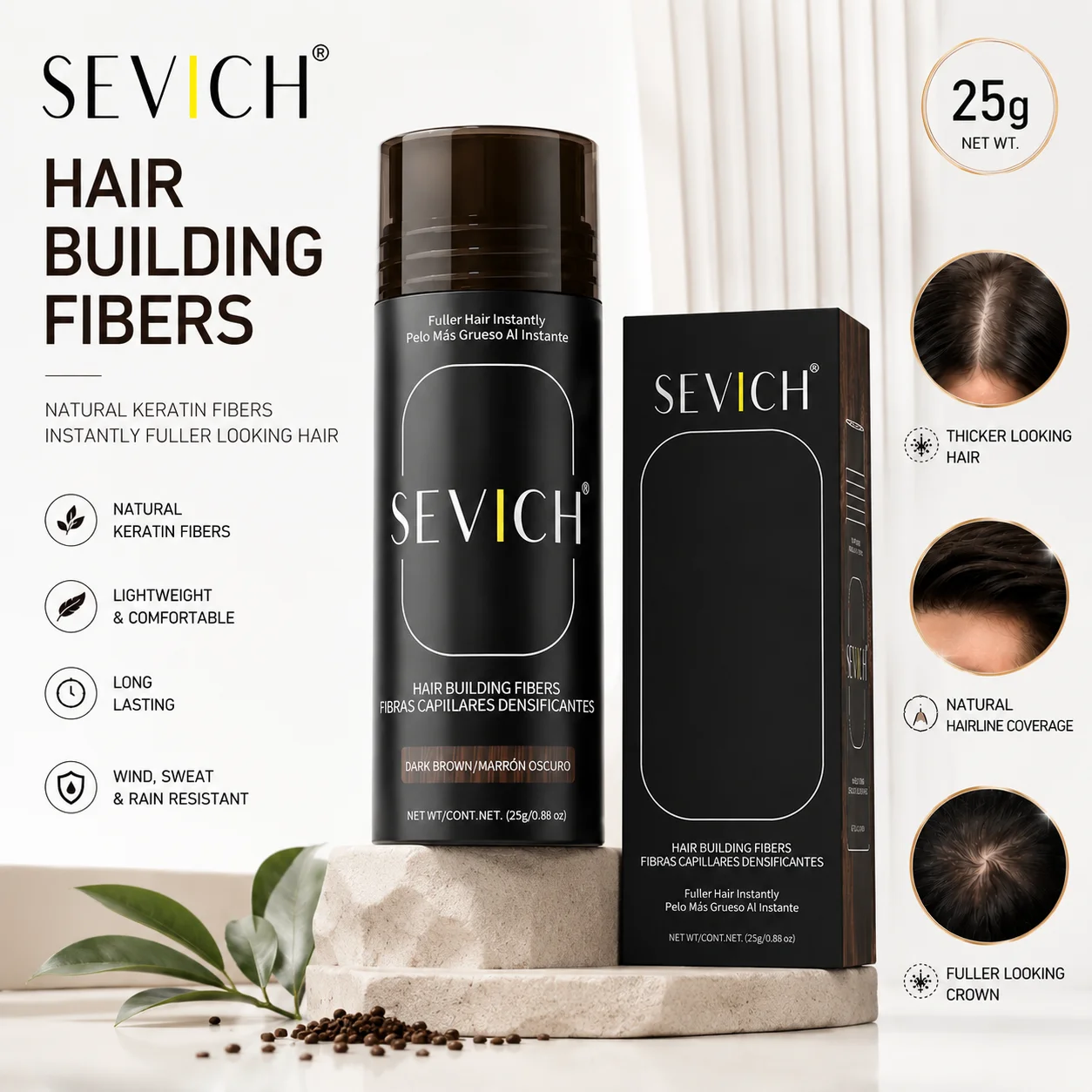 SEVICH Fiber Powder 25g: Hair Building Fibers for Fuller Hair, Ideal for Men and Women
SEVICH Fiber Powder 25g: Hair Building Fibers for Fuller Hair, Ideal for Men and Women