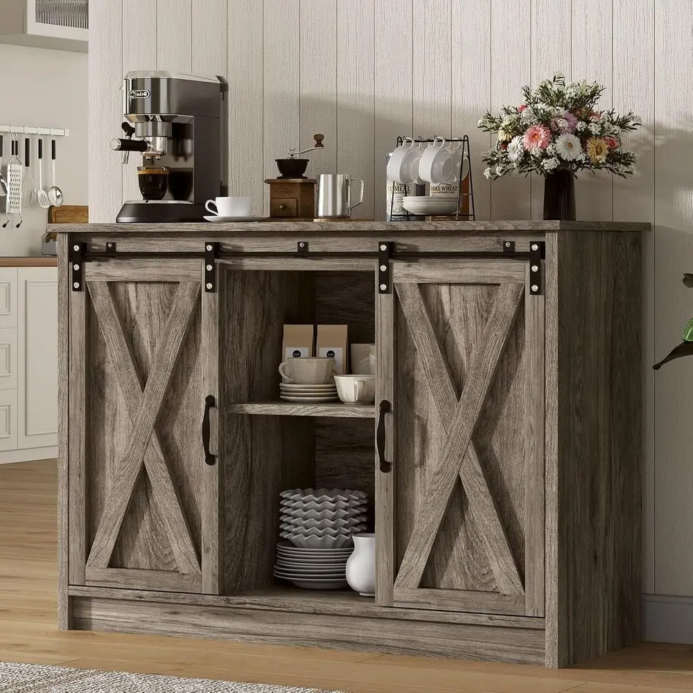42 Sliding Barn Door Coffee Bar Cabinet, Adjustable Shelf Coffee Table, Storage Buffet Cabinet for Living and Dining Rooms, Wash
42 Sliding Barn Door Coffee Bar Cabinet, Adjustable Shelf Coffee Table, Storage Buffet Cabinet for Living and Dining Rooms, Wash