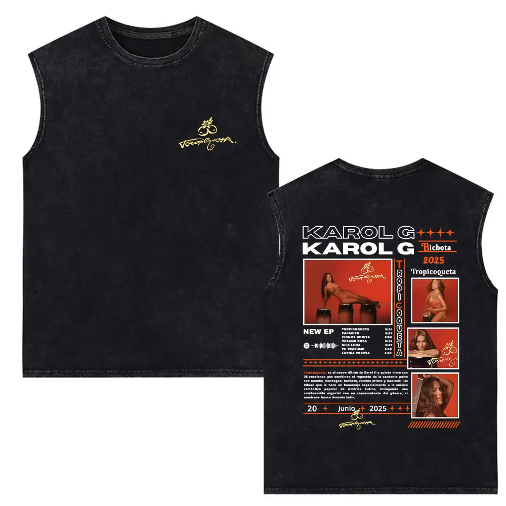 Karol G Tropicoqueta 2025 Music Album Cover Vintage Washed Tank Tops Men Women Fashion Pop Music Sleeveless Vest Y2k Streetwear
Karol G Tropicoqueta 2025 Music Album Cover Vintage Washed Tank Tops Men Women Fashion Pop Music Sleeveless Vest Y2k Streetwear