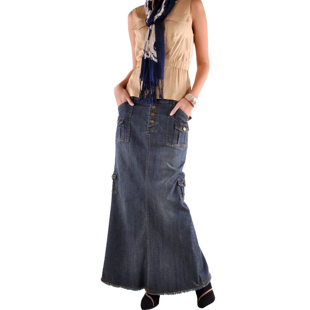Summer Women Denim Skirts Elegant Vintage Back Slit Casual Pocket Female Fashion Solid Package Buttocks Plus Size Long Skirts
Summer Women Denim Skirts Elegant Vintage Back Slit Casual Pocket Female Fashion Solid Package Buttocks Plus Size Long Skirts