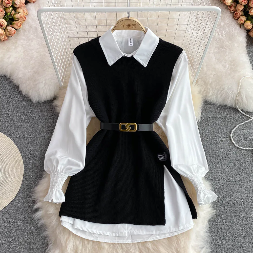 Spring and Autumn Long Sleeve Set 2025 Shirt Sweater Horse Clip Loose Knitted Vest Shirt Two Piece Set for Women
Spring and Autumn Long Sleeve Set 2025 Shirt Sweater Horse Clip Loose Knitted Vest Shirt Two Piece Set for Women