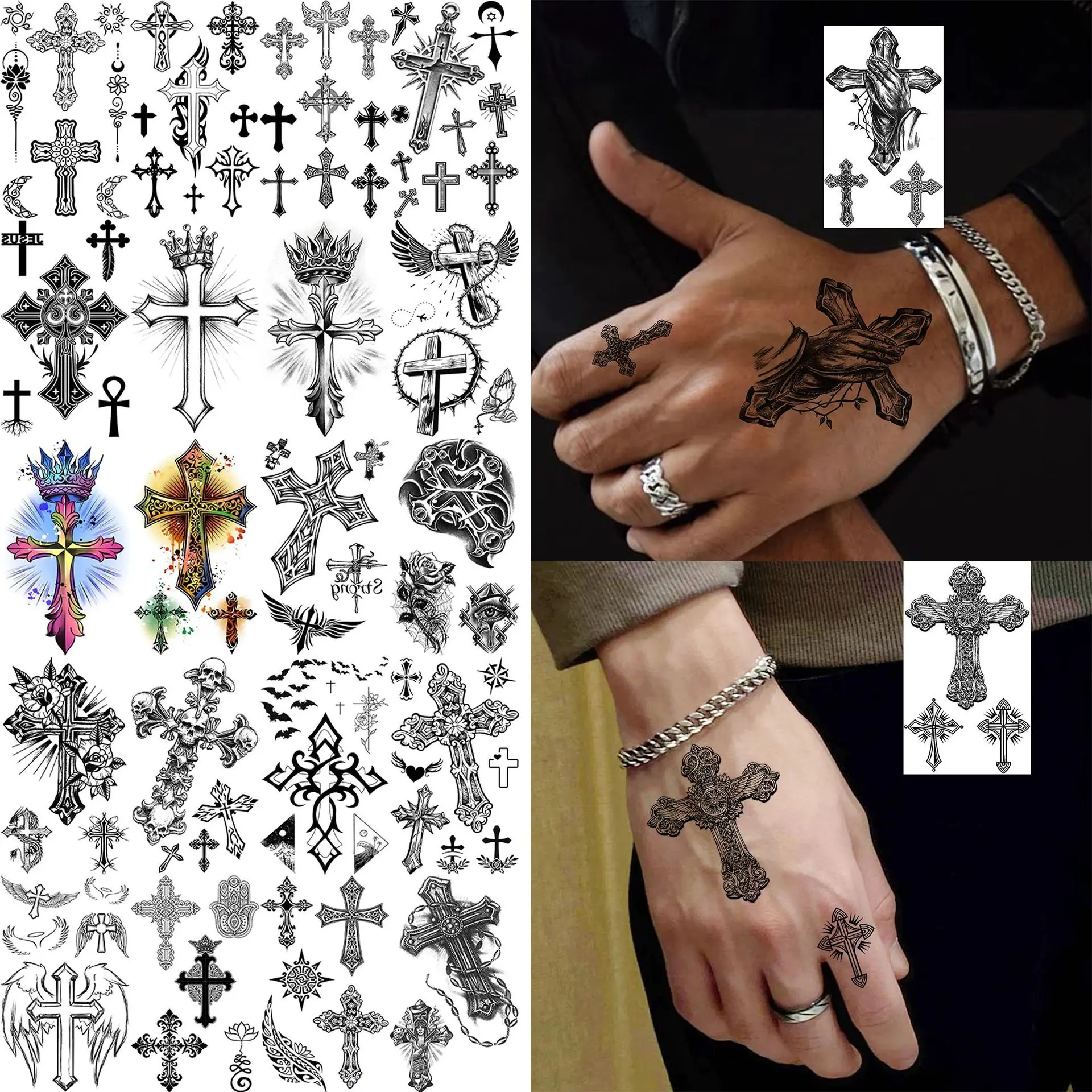 Black White Cross Water Transfer Temporary Tattoo Stickers Non Toxic Waterproof for Hand Back Neck
Black White Cross Water Transfer Temporary Tattoo Stickers Non Toxic Waterproof for Hand Back Neck