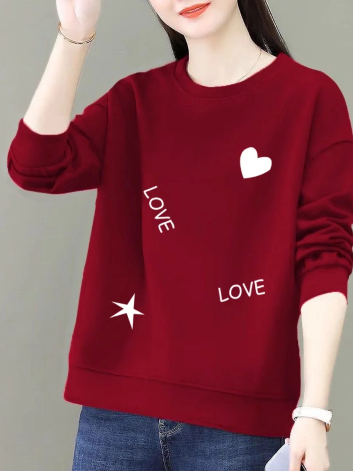 100% Pure Cotton Sweatshirt Women's Loose Long Sleeve round Neck Autumn Winter New Style Slimming Concealing Fashionable Top
100% Pure Cotton Sweatshirt Women's Loose Long Sleeve round Neck Autumn Winter New Style Slimming Concealing Fashionable Top