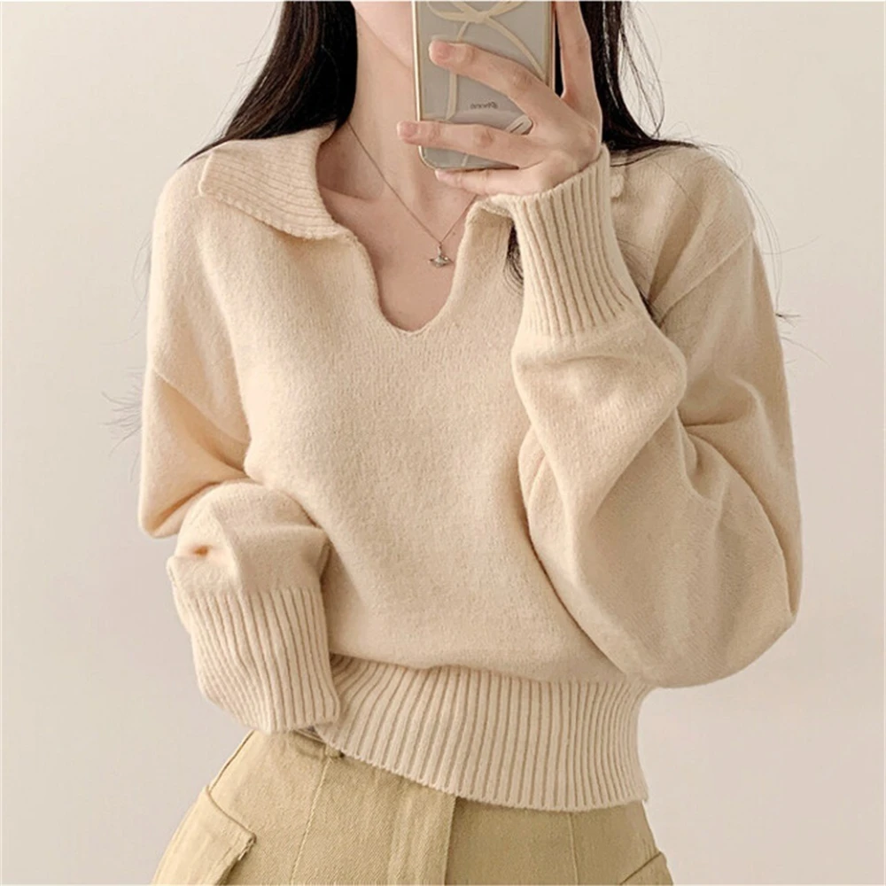REALEFT Autumn Winter Polo Collar Women's Loose Sweaters 2025 New Long Sleeve V-neck Korean Casual Pullover Tops Female
REALEFT Autumn Winter Polo Collar Women's Loose Sweaters 2025 New Long Sleeve V-neck Korean Casual Pullover Tops Female