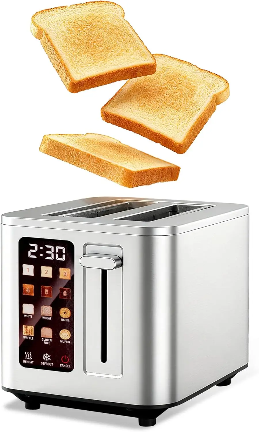 Touch Screen Toaster 2 Slice, Stainless Steel Toasters Digital Timer 2 Slot Toasters, 6 Shade Settings 6 Bread Types for
Touch Screen Toaster 2 Slice, Stainless Steel Toasters Digital Timer 2 Slot Toasters, 6 Shade Settings 6 Bread Types for
