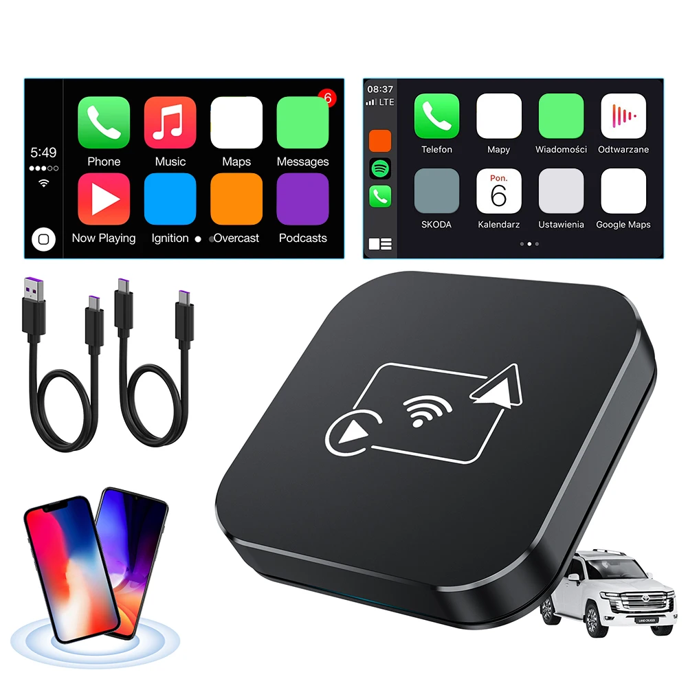 Wireless CarPlay & Android Auto Adapter Smart AI Box Wired To Wireless Car Smart Box Plug and Play
Wireless CarPlay & Android Auto Adapter Smart AI Box Wired To Wireless Car Smart Box Plug and Play