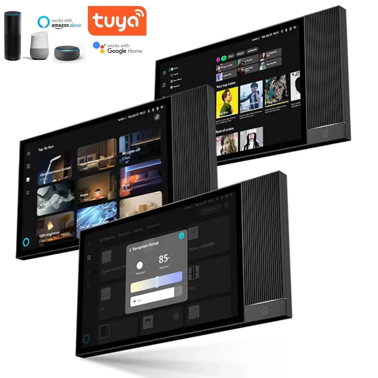 Tuya 8-Inch Smart Zigbee Gateway WiFi Android OS Multi-Functional Home Player Voice Control Alexa Compatible Battery Plastic Bar