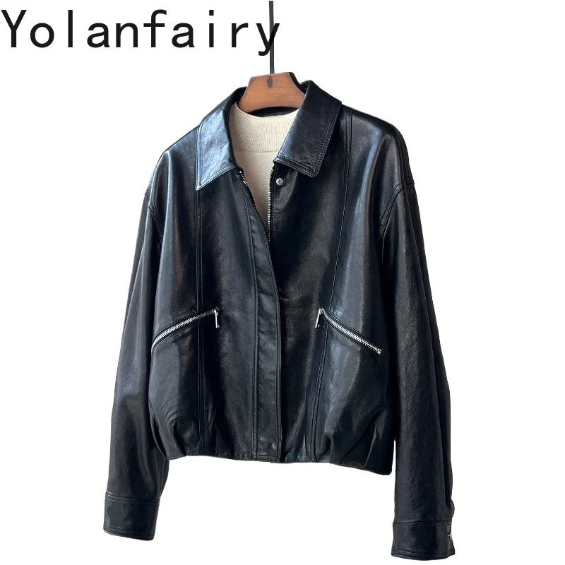 YOLANFAIRY High Quality 100% Genuine Leather Jacket Women 2026 Elegant Real Sheepskin Coat Short Black Leather Jackets Woman
YOLANFAIRY High Quality 100% Genuine Leather Jacket Women 2026 Elegant Real Sheepskin Coat Short Black Leather Jackets Woman