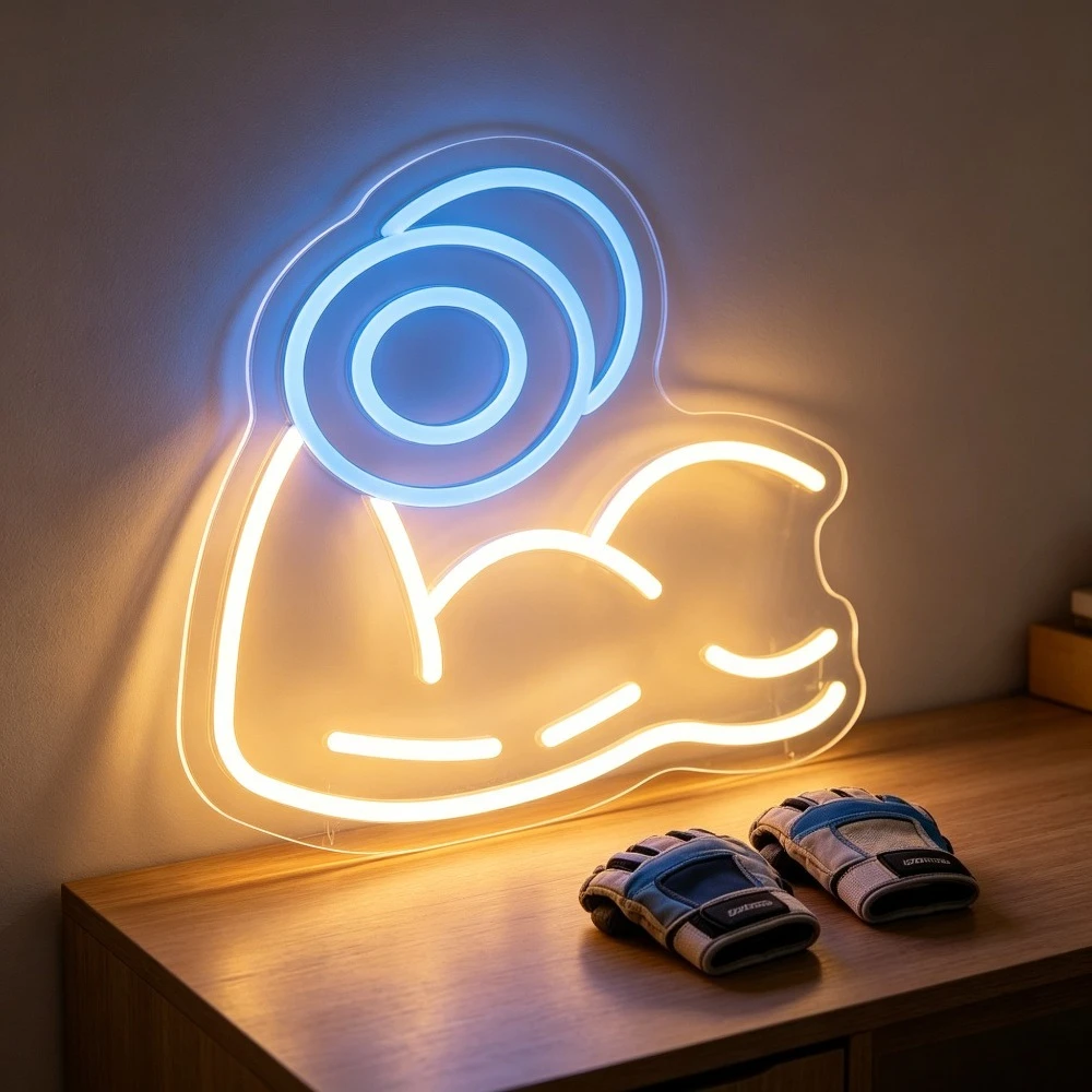 Neon Sign Dumbbell Muscle Arm LED Night Light USB Rechargeable Gym Fitness Decor for Home Gym Workout Motivation Gift
Neon Sign Dumbbell Muscle Arm LED Night Light USB Rechargeable Gym Fitness Decor for Home Gym Workout Motivation Gift