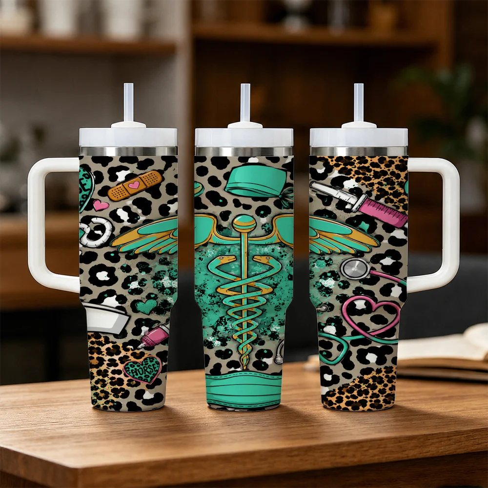 Leopard Green & Pink Nurse Vacuum Flasks 40oz Stainless Steel Insulated Tumbler With Handle & Straw Leakproof Travel Mug
Leopard Green & Pink Nurse Vacuum Flasks 40oz Stainless Steel Insulated Tumbler With Handle & Straw Leakproof Travel Mug