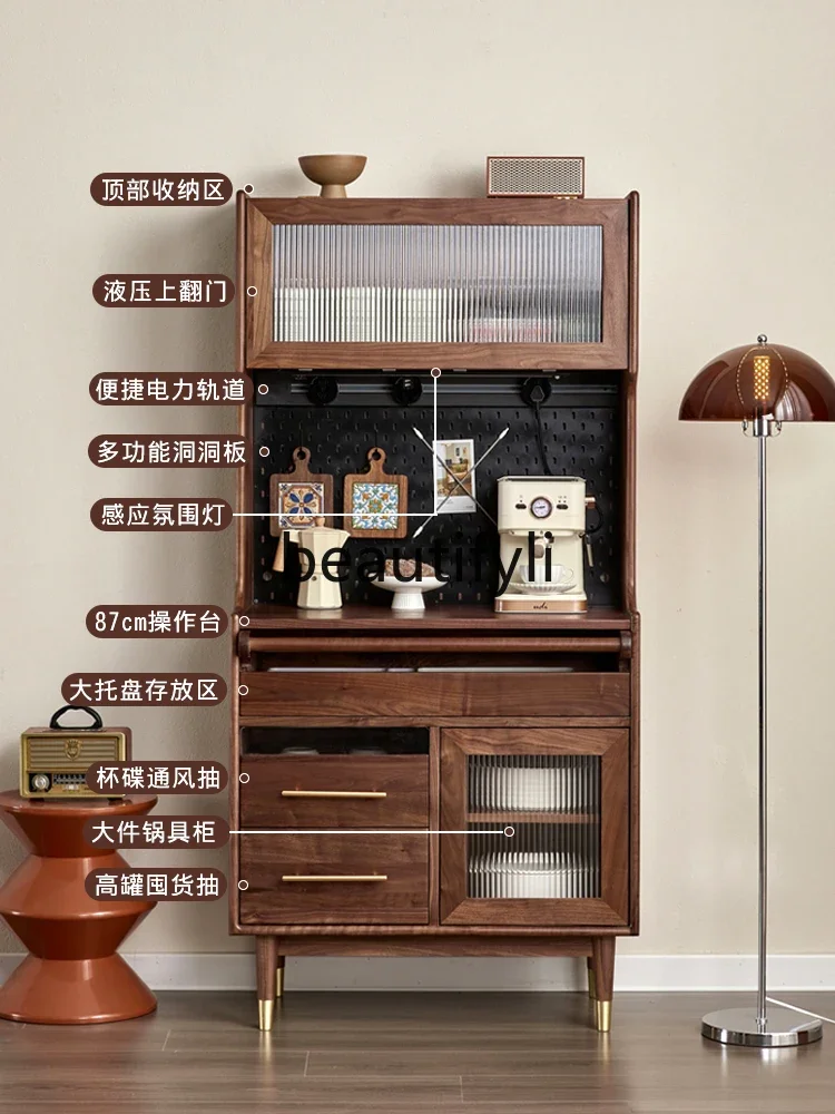 A50 North American black walnut hole board side cabinet retro solid wood storage integrated wine cabinet against the wall
A50 North American black walnut hole board side cabinet retro solid wood storage integrated wine cabinet against the wall