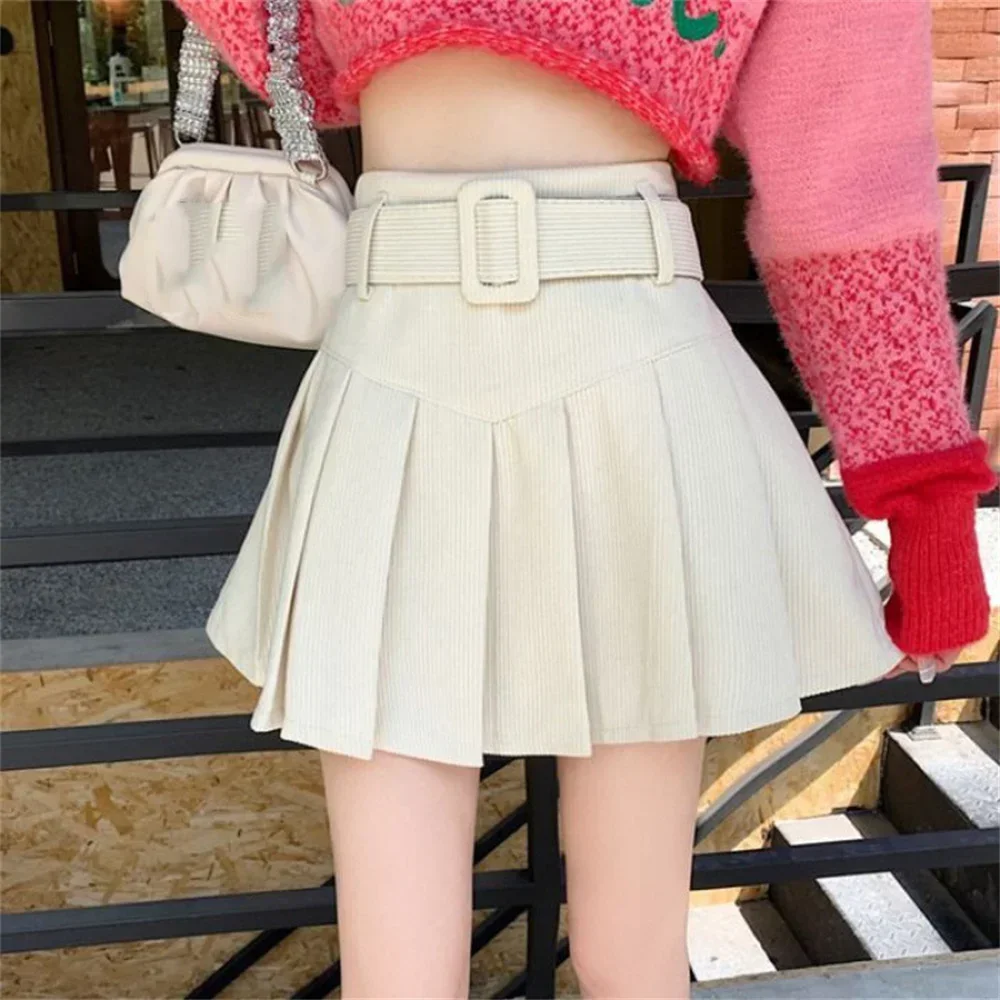 Autumn Spring High Waist Fashion New Pleated Preppy Korean Style2025Corduroy Mini Skirts Women with Sashes Sexy Cute Solid
Autumn Spring High Waist Fashion New Pleated Preppy Korean Style2025Corduroy Mini Skirts Women with Sashes Sexy Cute Solid