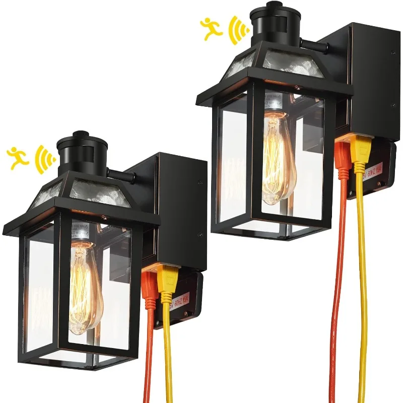 Porch Lights with GFCI Outlet, Dusk to Dawn Motion Sensor Outdoor Light, 3 Lighting Modes Exterior Fixture, Outside for House Fr
Porch Lights with GFCI Outlet, Dusk to Dawn Motion Sensor Outdoor Light, 3 Lighting Modes Exterior Fixture, Outside for House Fr