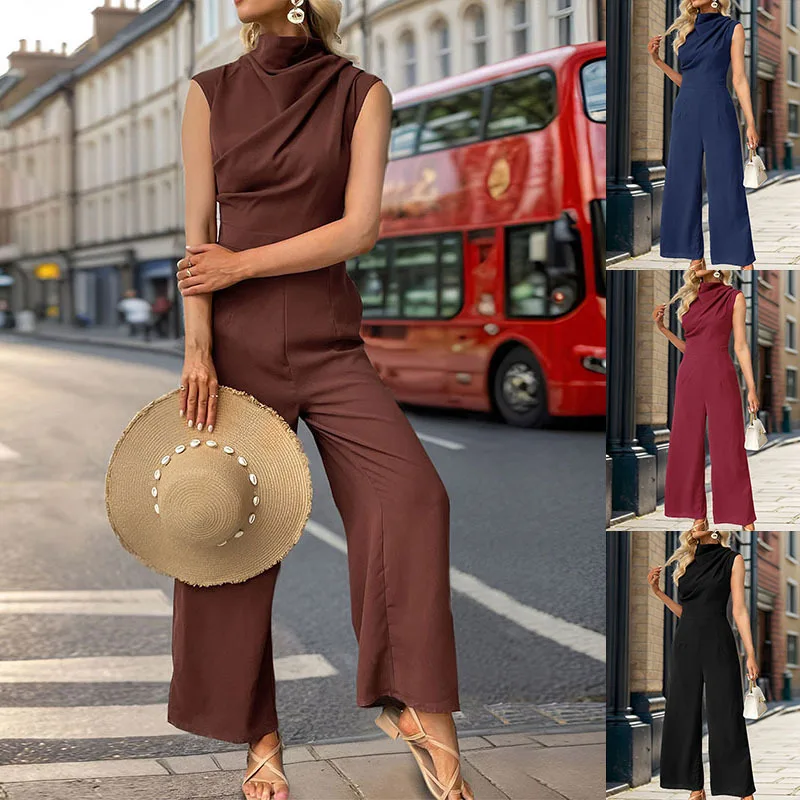 Summer Hot Selling Casual Commuting Hanging Sleeveless Solid Color Swing Collar Wide Leg Jumpsuit
Summer Hot Selling Casual Commuting Hanging Sleeveless Solid Color Swing Collar Wide Leg Jumpsuit