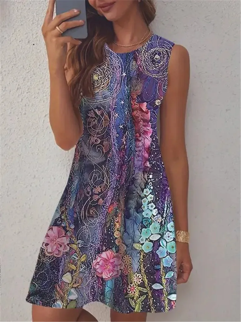 Sleeveless Retro Style Women Mini Dresses Summer 3D Floral Printed Street Ladies Dress 3XL Plus Size Loose Casual Dress
Sleeveless Retro Style Women Mini Dresses Summer 3D Floral Printed Street Ladies Dress 3XL Plus Size Loose Casual Dress