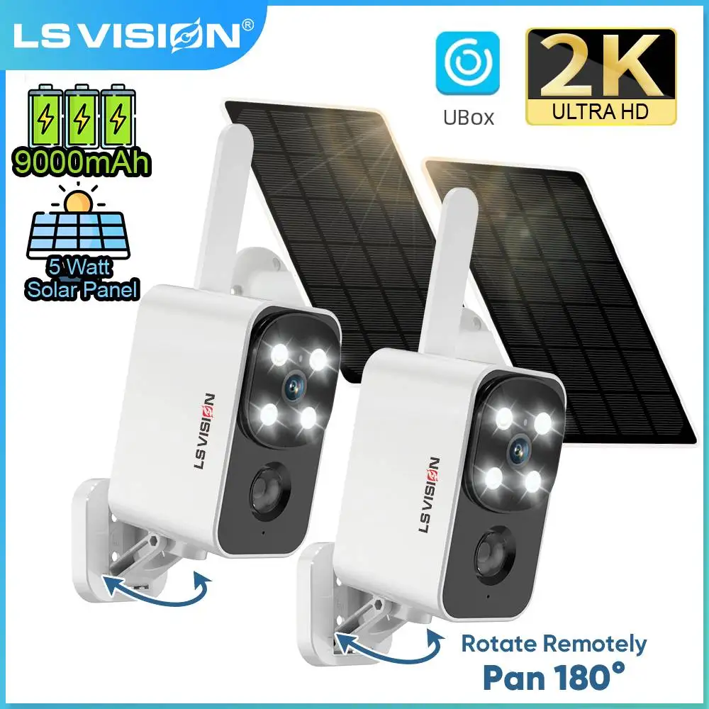 LS VISION 2 Pack Ubox 4G Solar Camera Outdoor WIFI 2K 180°Rotating PIR Human Detect Two Way Talk 9000mAh Wifi Survalance Camera
LS VISION 2 Pack Ubox 4G Solar Camera Outdoor WIFI 2K 180°Rotating PIR Human Detect Two Way Talk 9000mAh Wifi Survalance Camera