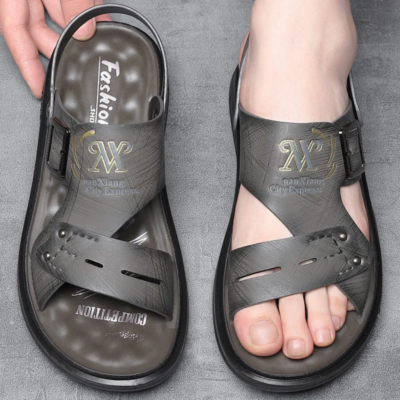 Outdoor Men's Sandals Microfiber Men Slippers Anti-Slip Wear-Resistant Outer Wear Drag Shoes Comfortable Simulation Leather Shoe
Outdoor Men's Sandals Microfiber Men Slippers Anti-Slip Wear-Resistant Outer Wear Drag Shoes Comfortable Simulation Leather Shoe