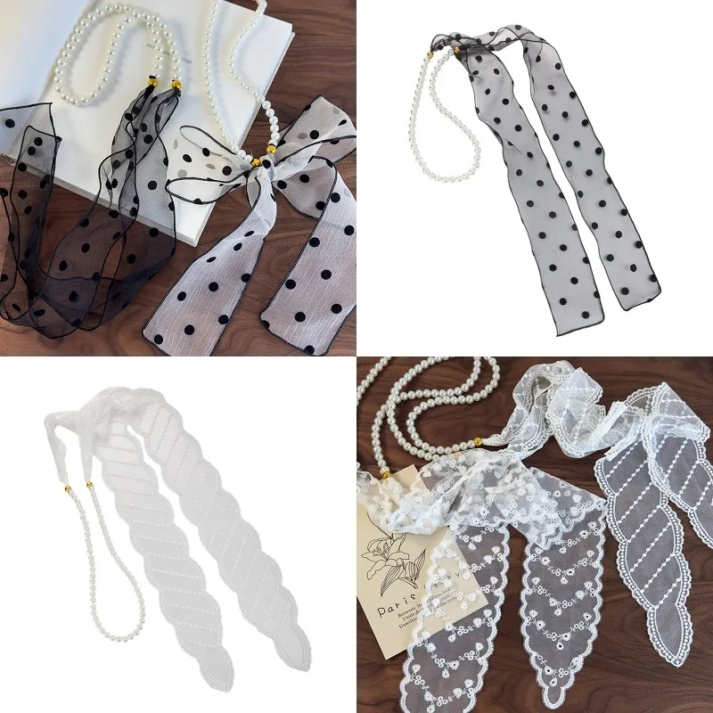 New Fashion Polka Dot Lace Pearl Headband For Women Hair Scarf Long Ribbons Scarf Hair Bands Headwear Elegant Hair Accessories
New Fashion Polka Dot Lace Pearl Headband For Women Hair Scarf Long Ribbons Scarf Hair Bands Headwear Elegant Hair Accessories
