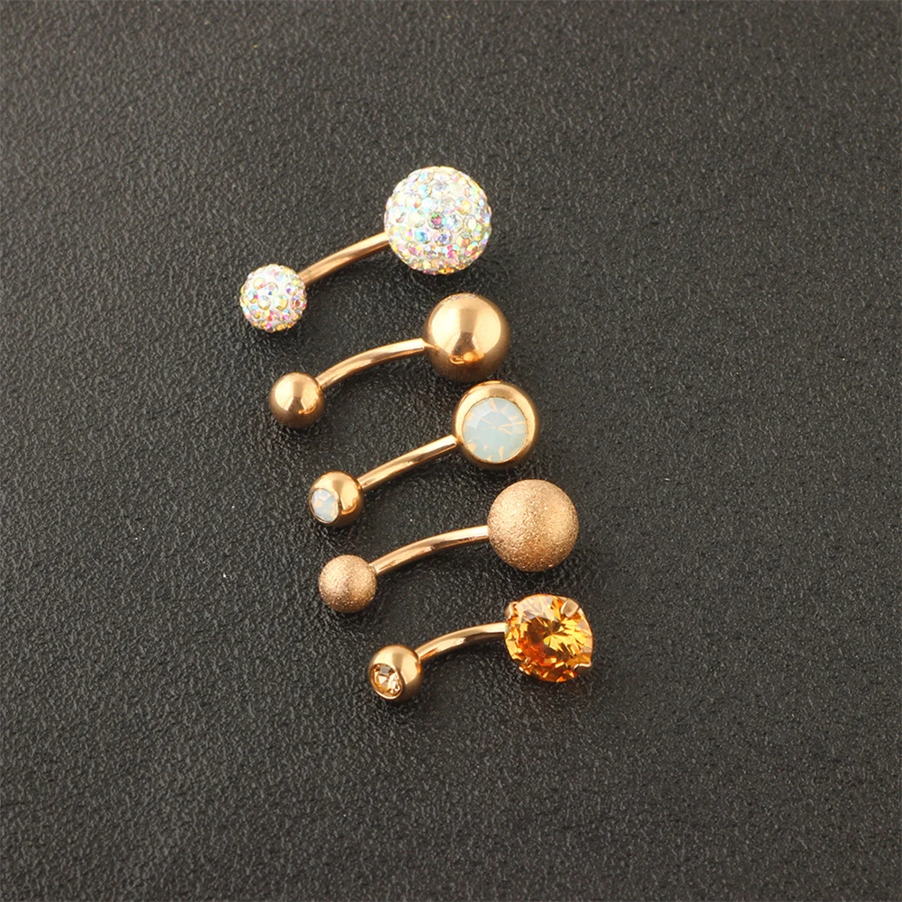5pcs Belly Button Rings Stainless Steel Metal Nail Buckle Golden Rhinestone Decor Long Wear Fade Resistant Dance Party
5pcs Belly Button Rings Stainless Steel Metal Nail Buckle Golden Rhinestone Decor Long Wear Fade Resistant Dance Party
