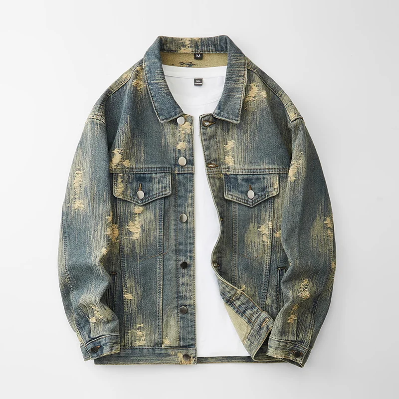 DLL2501 High Street Trendy Jacquard Cowboy Jacket for Men, Retro Loose, Rascal and Handsome, with a Unique Design Sense, Washed
DLL2501 High Street Trendy Jacquard Cowboy Jacket for Men, Retro Loose, Rascal and Handsome, with a Unique Design Sense, Washed