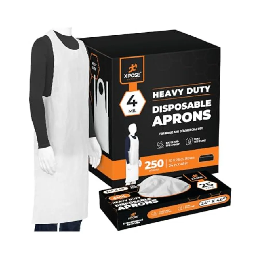 24x48 Heavy Duty Disposable Plastic Aprons for Industrial and Medical Use 4 Mil Thick Waterproof and Tear-Resistant White Apron
24x48 Heavy Duty Disposable Plastic Aprons for Industrial and Medical Use 4 Mil Thick Waterproof and Tear-Resistant White Apron