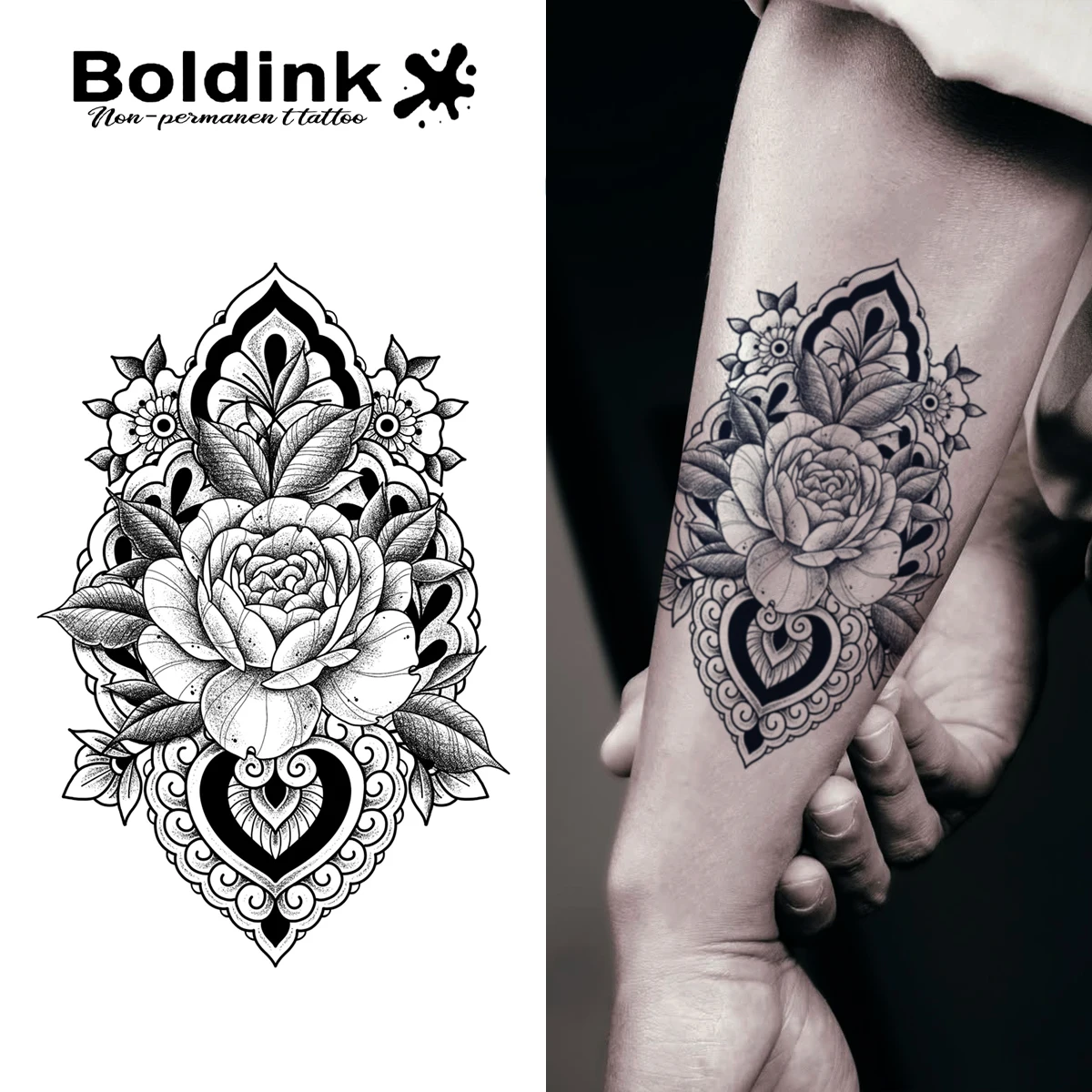 Boldink non-permanent tattoo stickers are fragrant and flowery. Female tattoos are waterproof for 1-2 weeks.
Boldink non-permanent tattoo stickers are fragrant and flowery. Female tattoos are waterproof for 1-2 weeks.