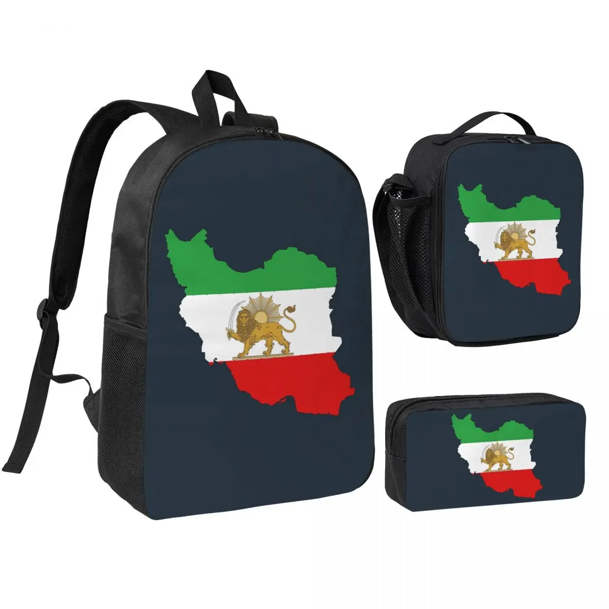 Flag Of Persia Iran (Pahlavi) Backpack Student BookBag School Bag Shoulder Bags 3ps Insulated Lunch Bag Pencil Case
Flag Of Persia Iran (Pahlavi) Backpack Student BookBag School Bag Shoulder Bags 3ps Insulated Lunch Bag Pencil Case