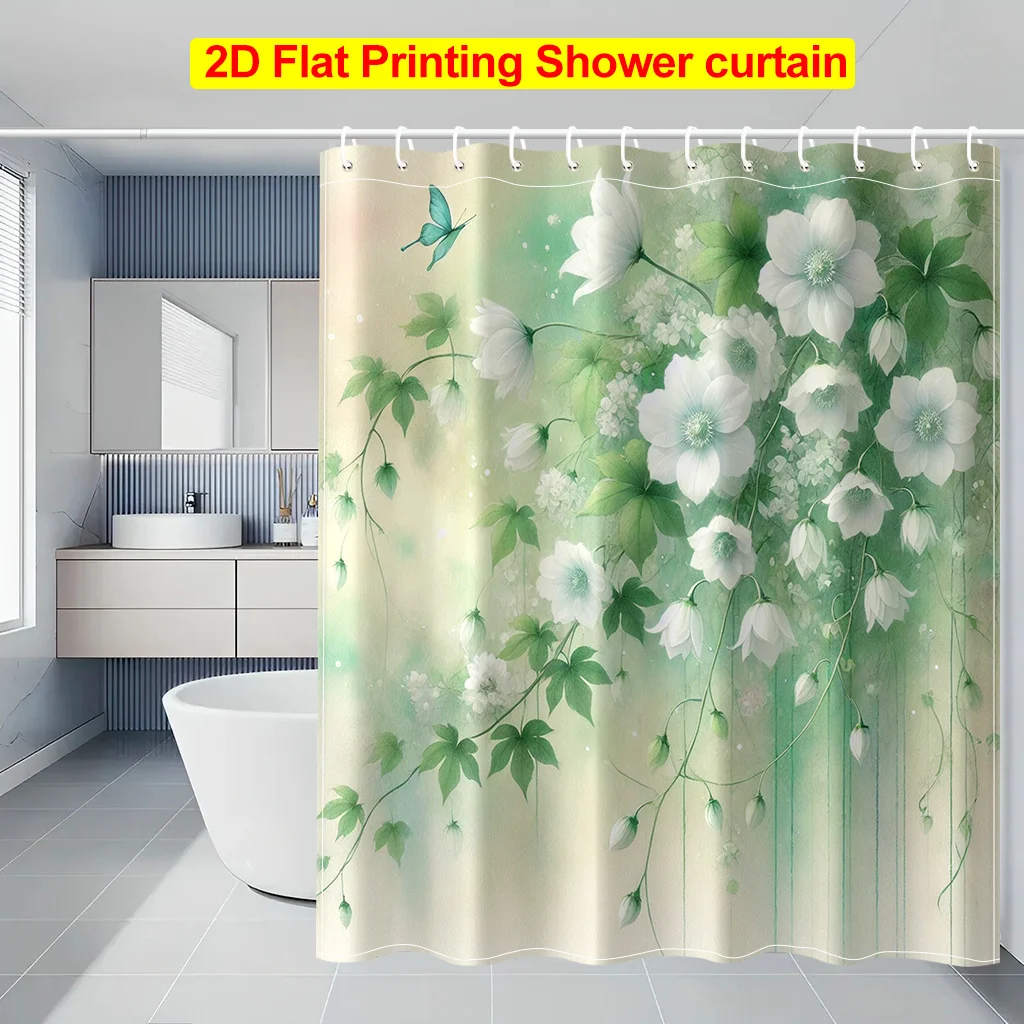 White Flower Vine Shower Curtain Green Leaves Butterfly Art Bathroom Decor Nature Garden Bath Curtains for Modern Home Interior
White Flower Vine Shower Curtain Green Leaves Butterfly Art Bathroom Decor Nature Garden Bath Curtains for Modern Home Interior