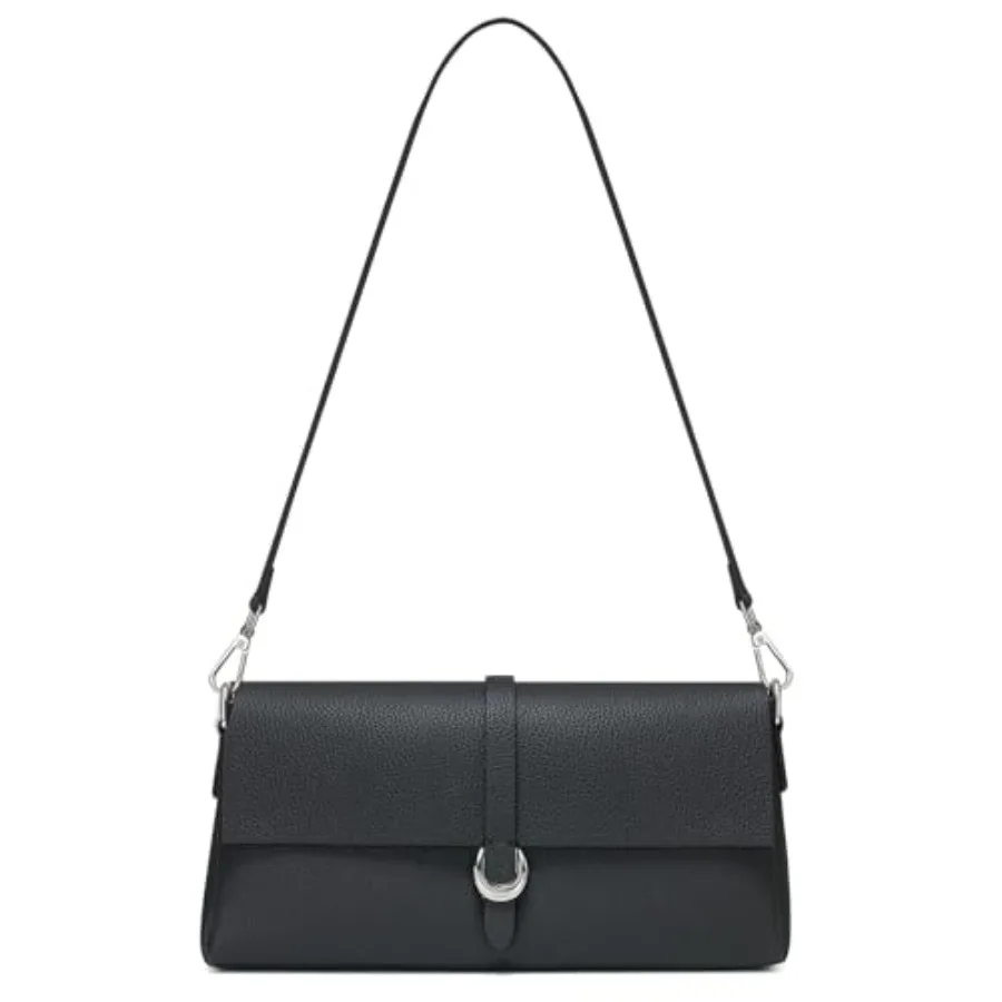 Women's shoulder clutch purse for daily use, genuine leather, black, with 2 adjustable straps and top-handle design
Women's shoulder clutch purse for daily use, genuine leather, black, with 2 adjustable straps and top-handle design